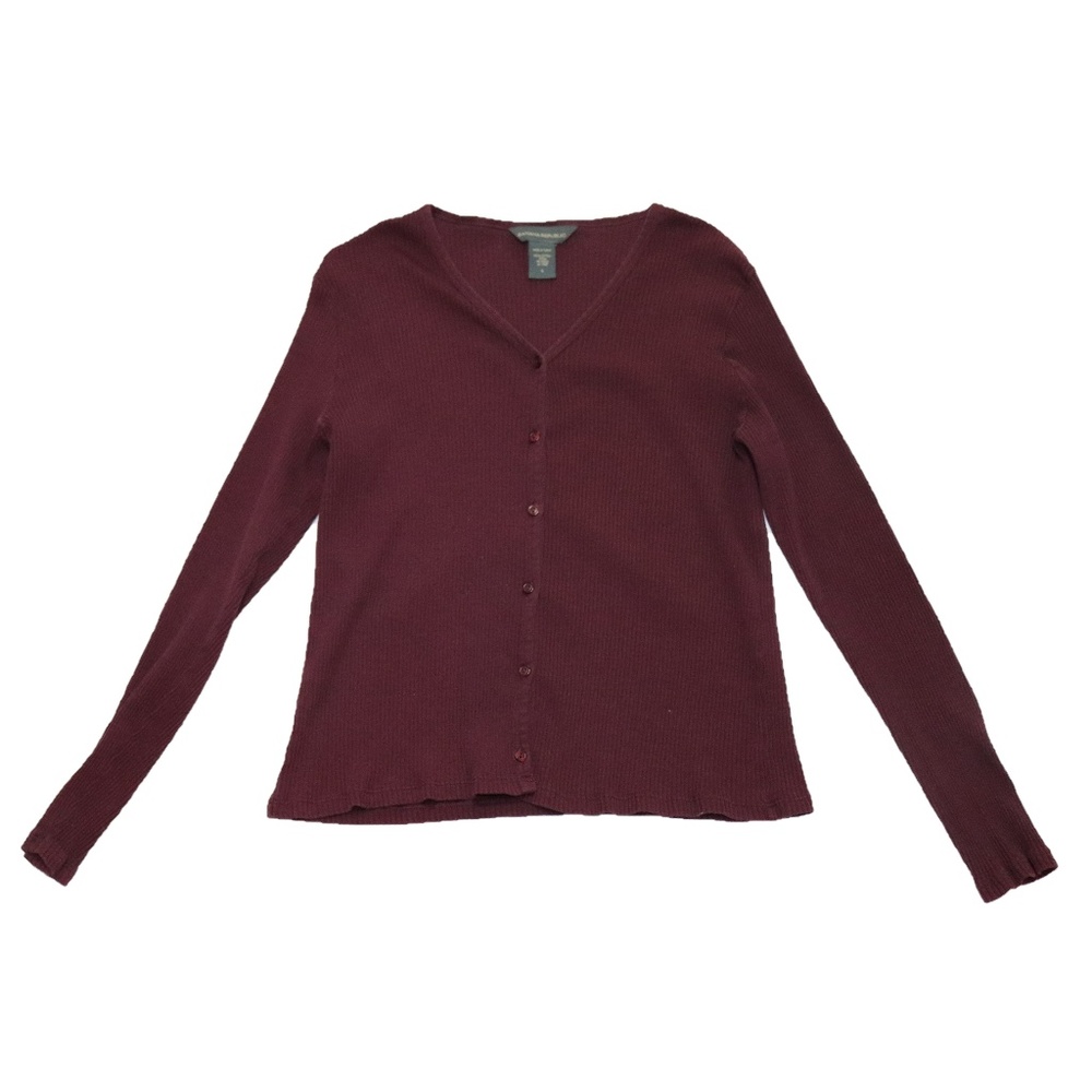 Banana Republic LS Button Down Cardigan Plum Sz L